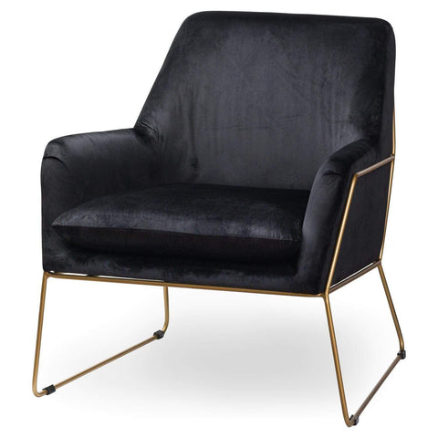 Flynn Framed Black Velvet Club Chair Living Hill Interiors 