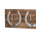 Four Nickel Horse Shoe Hooks On Wooden Board Accessories Hill Interiors 