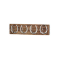 Four Nickel Horse Shoe Hooks On Wooden Board Accessories Hill Interiors 