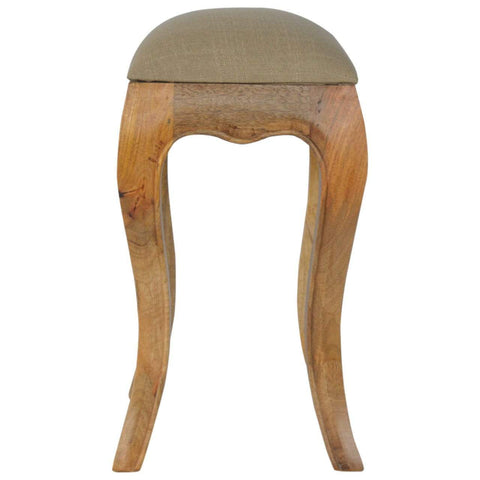 French Style Stool with Mud Linen Seat Pad Living Artisan Furniture 