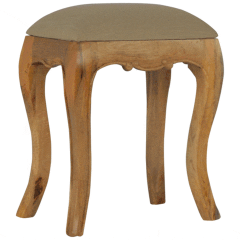 French Style Stool with Mud Linen Seat Pad Living Artisan Furniture 