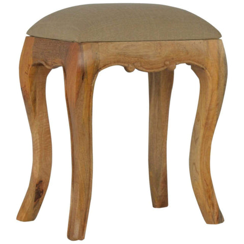 French Style Stool with Mud Linen Seat Pad Living Artisan Furniture 