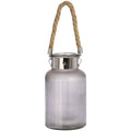 Frosted Glass Jar with Rope Detail and Interior LED Lights Accessories Hill Interiors 