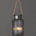 Frosted Glass Jar with Rope Detail and Interior LED Lights Accessories Hill Interiors 