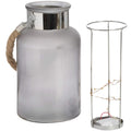 Frosted Glass Jar with Rope Detail and Interior LED Lights Accessories Hill Interiors 