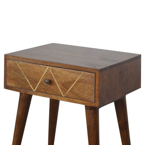 Geometric Brass Inlay Bedside Sleeping Artisan Furniture 