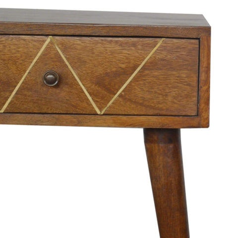 Geometric Brass Inlay Bedside Sleeping Artisan Furniture 