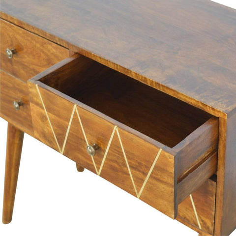 Geometric Brass Inlay Console Table Living Artisan Furniture 