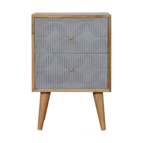 Geometric Carved Bedside Sleeping Artisan Furniture 