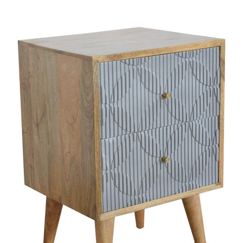 Geometric Carved Bedside Sleeping Artisan Furniture 