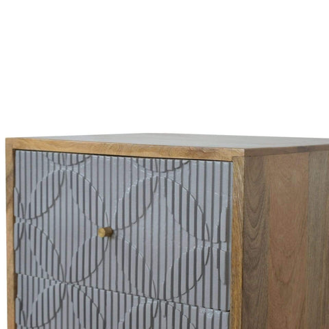 Geometric Carved Bedside Sleeping Artisan Furniture 