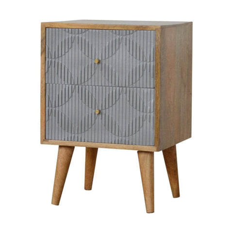 Geometric Carved Bedside Sleeping Artisan Furniture 