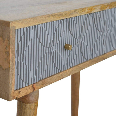 Geometric Carved Console Table Living Artisan Furniture 