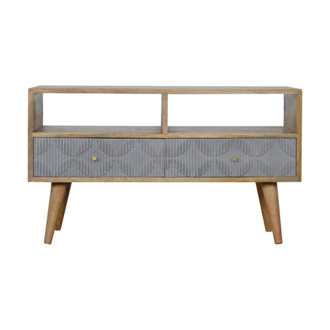Geometric Carved Media Unit Living Artisan Furniture 