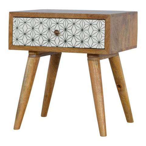 Geometric Screen Printed Bedside Sleeping Artisan Furniture 