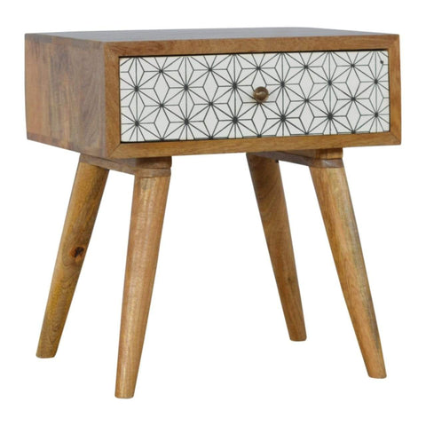 Geometric Screen Printed Bedside Sleeping Artisan Furniture 