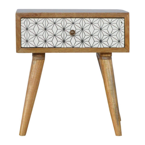 Geometric Screen Printed Bedside Sleeping Artisan Furniture 