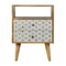 Geometric Screen Printed Bedside with Open Slot Sleeping Artisan Furniture 