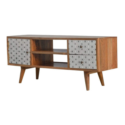 Geometric Screen Printed Media Unit Living Artisan Furniture 