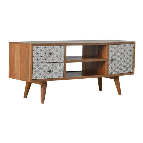 Geometric Screen Printed Media Unit Living Artisan Furniture 