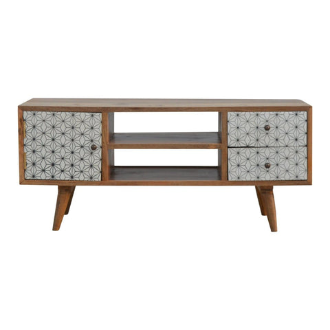 Geometric Screen Printed Media Unit Living Artisan Furniture 