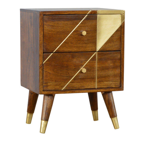 Gold Geometric Chestnut Bedside Bedside Tables Artisan Furniture 