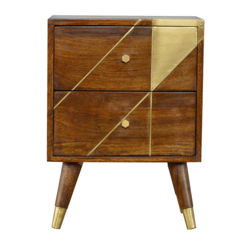 Gold Geometric Chestnut Bedside Bedside Tables Artisan Furniture 