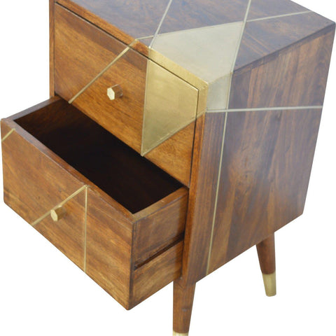 Gold Geometric Chestnut Bedside Bedside Tables Artisan Furniture 