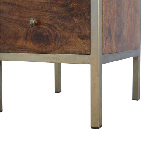 Gold Iron Frame Bedside Sleeping Artisan Furniture 