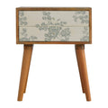 Green Floral Screen Printed Bedside Sleeping Artisan Furniture 
