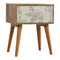 Green Floral Screen Printed Bedside Sleeping Artisan Furniture 