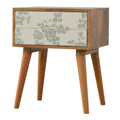 Green Floral Screen Printed Bedside Sleeping Artisan Furniture 
