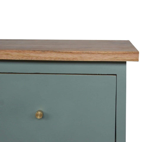 Green Hand Painted Bedside Sleeping Artisan Furniture 