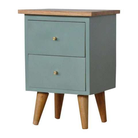 Green Hand Painted Bedside Sleeping Artisan Furniture 