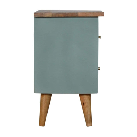 Green Hand Painted Bedside Sleeping Artisan Furniture 