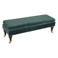 Green Velvet Bench with Castor Legs Living Artisan Furniture 
