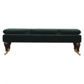 Green Velvet Bench with Castor Legs Living Artisan Furniture 
