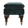 Green Velvet Bench with Castor Legs Living Artisan Furniture 