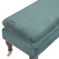 Green Velvet Bench with Castor Legs Living Artisan Furniture 