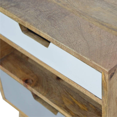 Grey and White Cut-out Bedside Sleeping Artisan Furniture 