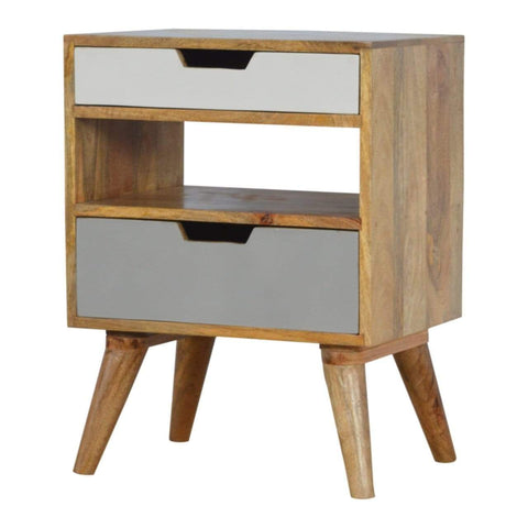 Grey and White Cut-out Bedside Sleeping Artisan Furniture 