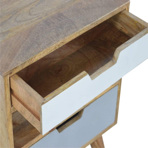 Grey and White Cut-out Bedside Sleeping Artisan Furniture 