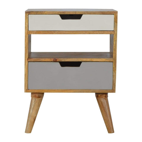 Grey and White Cut-out Bedside Sleeping Artisan Furniture 
