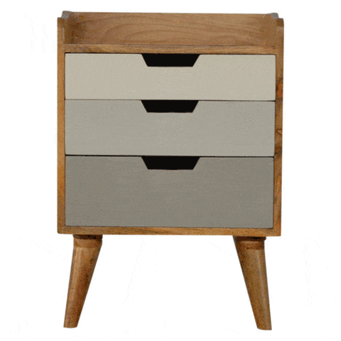 Grey and White Gradient Bedside Sleeping Artisan Furniture 
