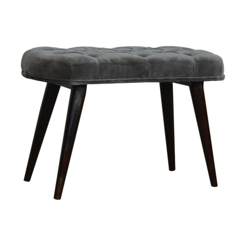 Grey Cotton Velvet Deep Button Bench Living Artisan Furniture 