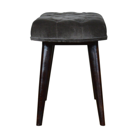 Grey Cotton Velvet Deep Button Bench Living Artisan Furniture 