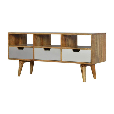 Grey Hand Painted TV Unit with 3 Drawers Living Artisan Furniture 