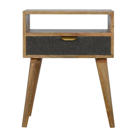 Grey Tweed Bedside with Open Slot Sleeping Artisan Furniture 