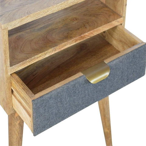 Grey Tweed Bedside with Open Slot Sleeping Artisan Furniture 