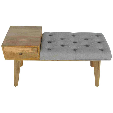 Grey Tweed Bench with 1 Drawer Living Artisan Furniture 